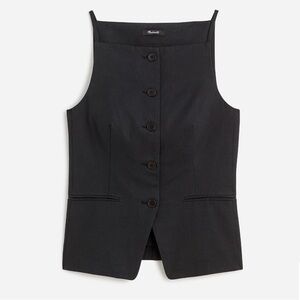Madewell Black Square Neck Button-Front Vest Top